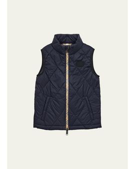 Burberry Little Boy's & Boy's Check-Trimmed Quilted Vest