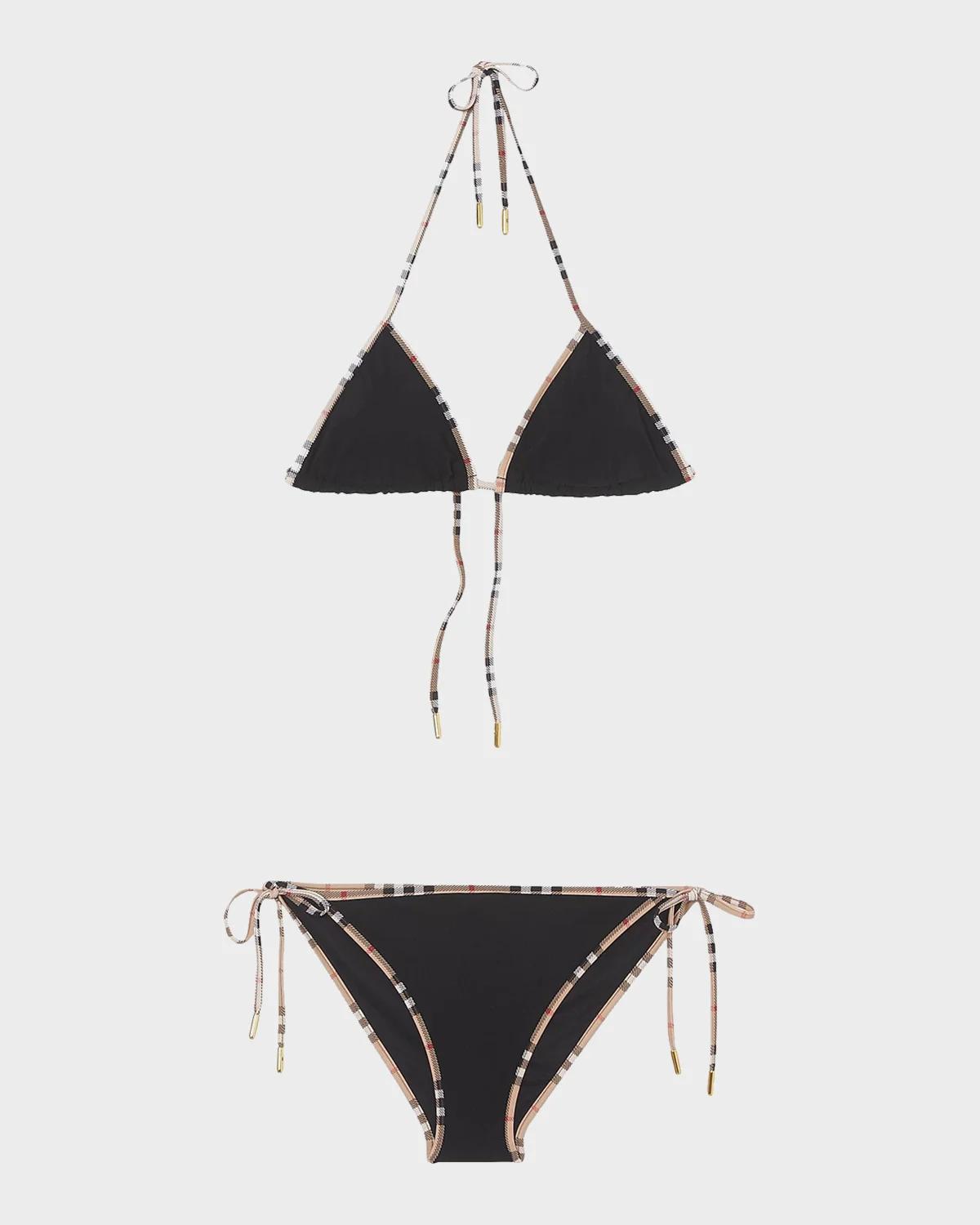 Burberry Mata Check-Trim Triangle Bikini Set