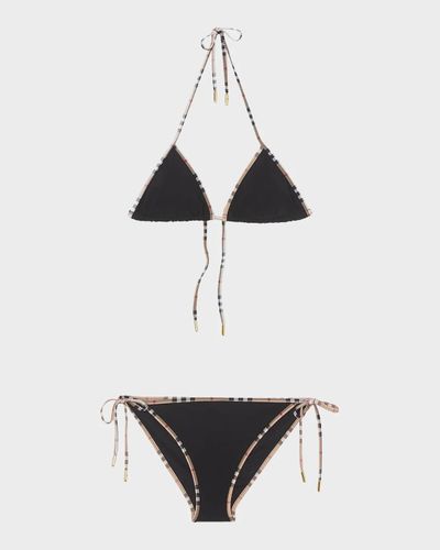 Burberry Mata Check-Trim Triangle Bikini Set