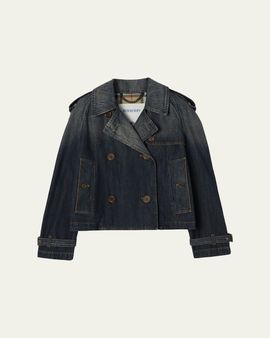 Burberry Mayfair Denim Crop Trench Jacket