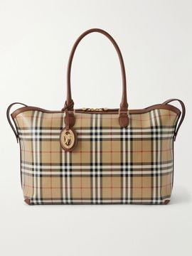 BURBERRY Medium Check Zip leather-trimmed tote