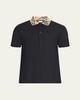 Burberry Men's Evan Check-Collar Pique Polo Shirt - 1