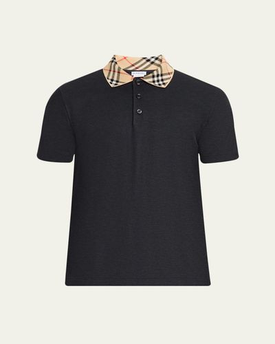 Burberry Men's Evan Check-Collar Pique Polo Shirt