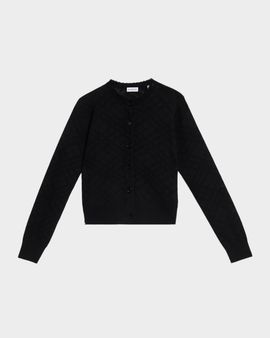 Burberry Pandora Check-Knit Wool-Silk Cardigan