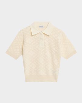 Burberry Petra Check-Knit Wool-Silk Polo Shirt