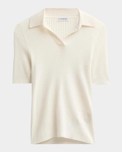 Burberry Rain Rib-Knit Cashmere Polo Shirt