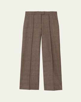 Burberry Rozalyn Check Pintuck Straight-Leg Trousers
