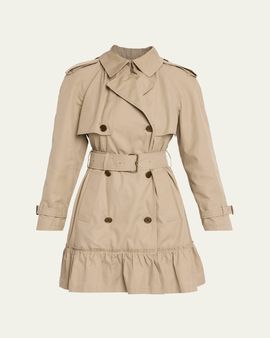 Burberry Ruffle Belted Short Trench Coat