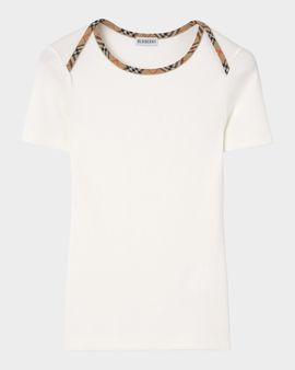 Burberry Stephanie Check-Trim Cotton Rib T-Shirt