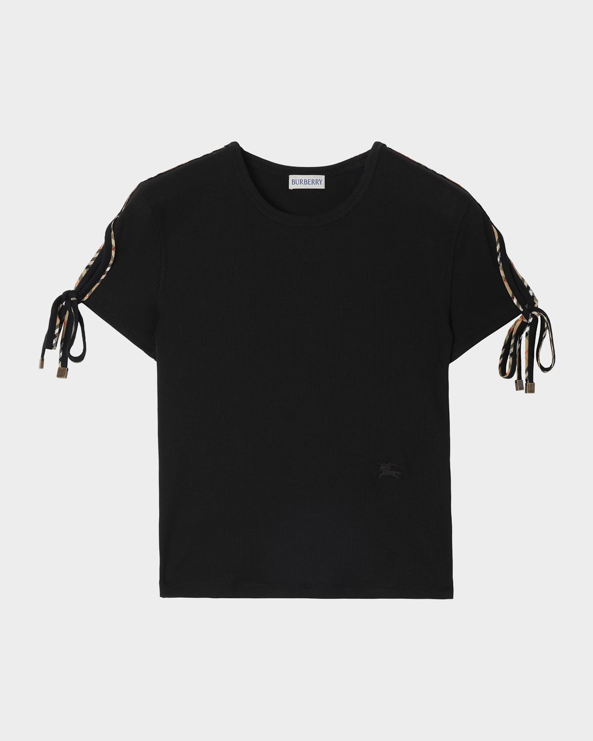 Burberry Taisie Cotton Tie-Sleeve Crop T-Shirt