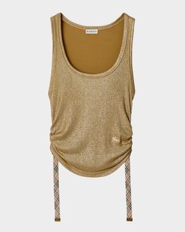 Burberry Tiana Ruched Metallic Rib Tank Top