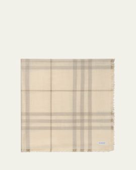 Burberry Wide Reversible Check Wool Silk Scarf