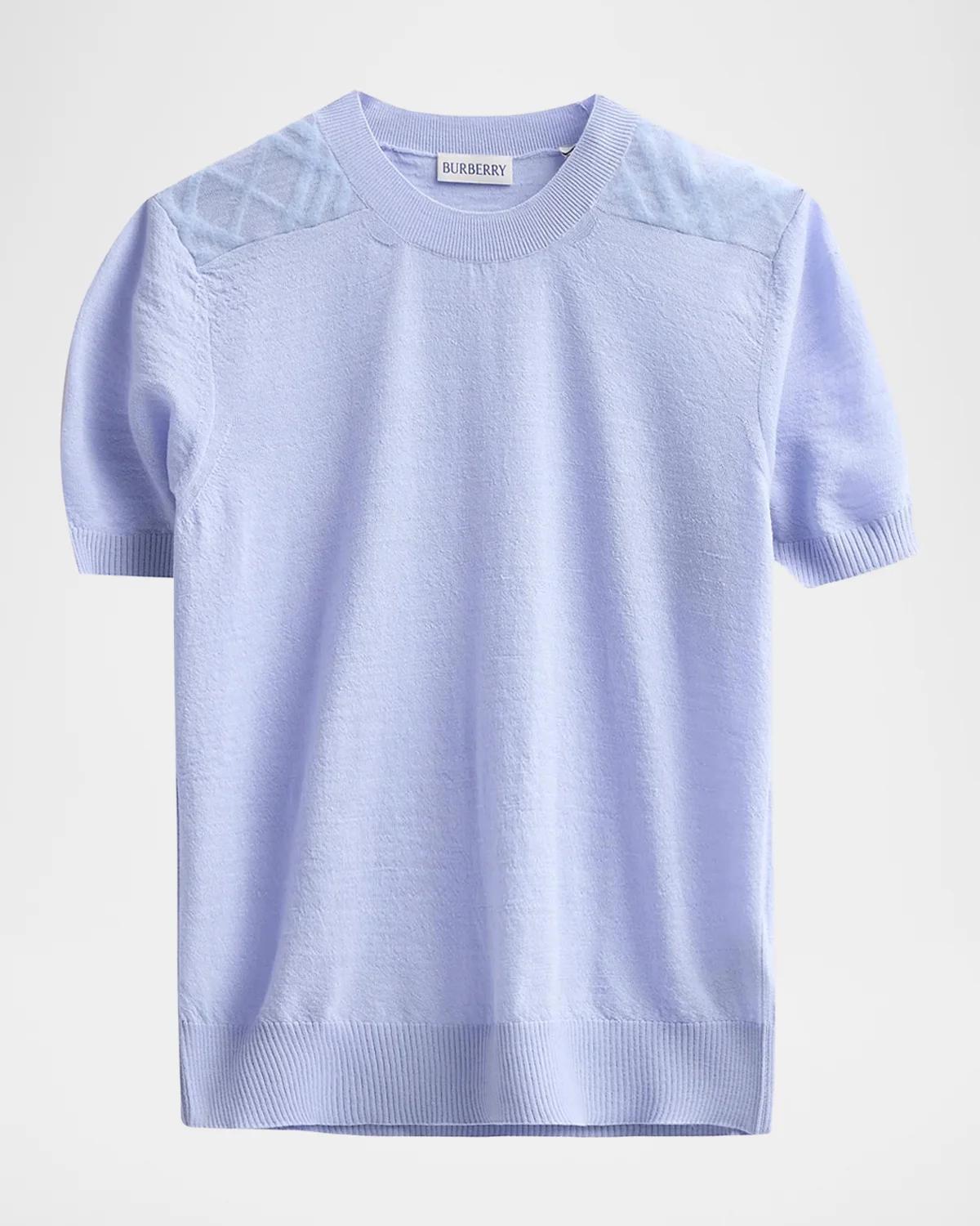 Burberry Winnie Check-Shoulder Wool-Silk Top