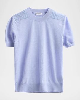 Burberry Winnie Check-Shoulder Wool-Silk Top