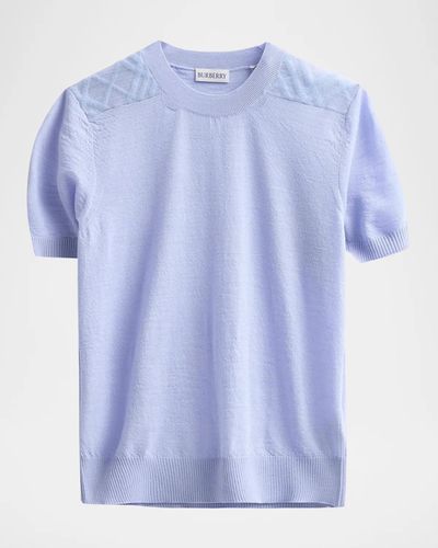 Burberry Winnie Check-Shoulder Wool-Silk Top