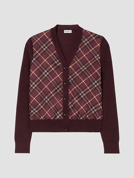 Burberry Women's Check Panel Wool-Silk Cardigan