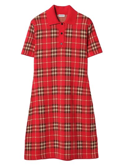 Burberry Women's Dina Check Wool-Blend Shift Minidress
