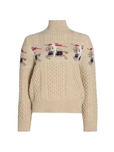 Burberry Women's Edie EKD Aran Knit Turtleneck Sweater