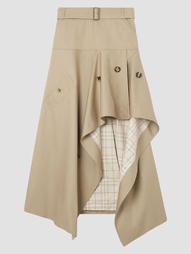 Burberry Women's Heather Gabardine Asymmetric Trench Maxi Skirt
