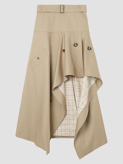 Burberry Women's Heather Gabardine Asymmetric Trench Maxi Skirt