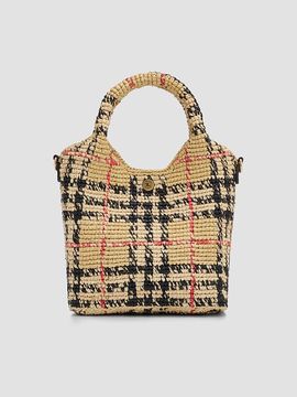 Burberry Women's Margate Mini Check Raffia Tote Bag
