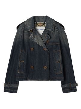 Burberry Women's Mayfair Denim Crop Trench Jacket