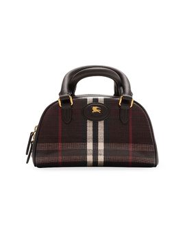 Burberry Women's Mini Highlands Bowling Check Leather Top Handle Bag