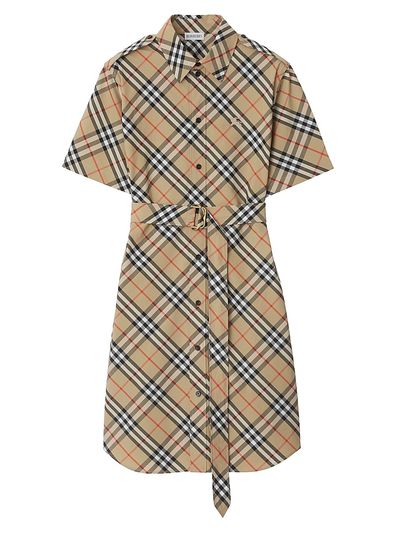 Burberry Women's Poplin Check Belted Shirtdress