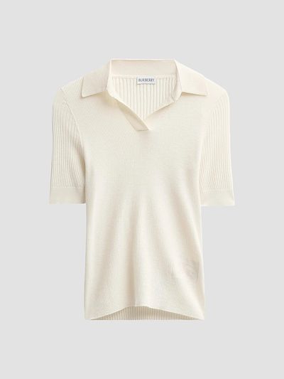 Burberry Women's Rain Rib-Knit Cashmere Polo Shirt