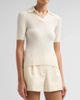 Burberry Women's Rain Rib-Knit Cashmere Polo Shirt - 4