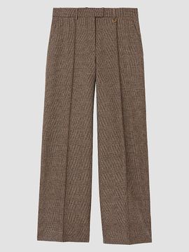 Burberry Women's Rozalyn Check Wool-Linen Tailored Trousers
