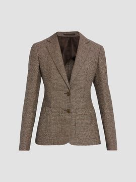 Burberry Women's Sabella Check Wool-Linen Tailored Jacket