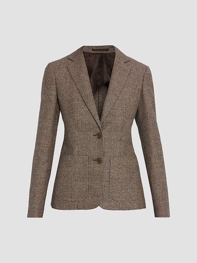 Burberry Women's Sabella Check Wool-Linen Tailored Jacket