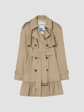Burberry Women's Short Ruched Gabardine Trench Coat