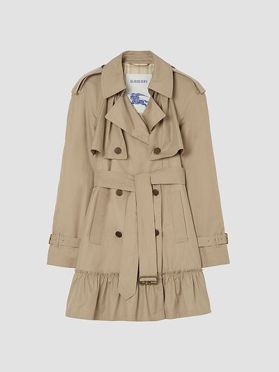 Burberry Women's Short Ruched Gabardine Trench Coat