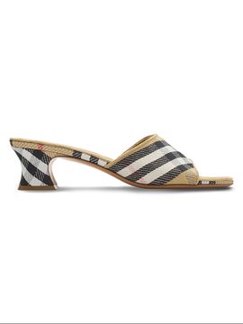 Burberry Women's Sloane 45MM Check Kitten-Heel Mules