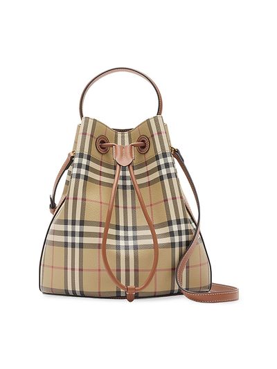 Burberry Women's Small Check Drawstring Bucket Bag