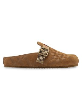 Burberry Women's Urchin Check Shearling Lined Suede Clogs