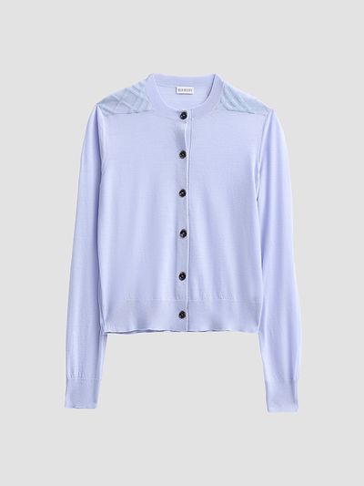Burberry Women's Wendy Wool Check-Shoulder Cardigan