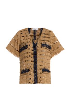 Busayo Busayo Lara Openwork Cotton Top Brown XS
