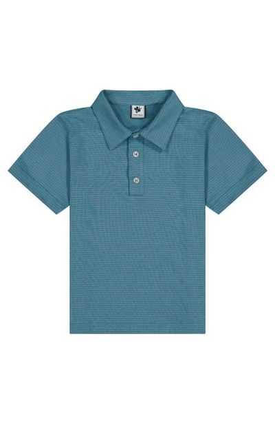 Busy Bees Busy Bees Boys Short Sleeve Polo Blue Green Mini Stripe 