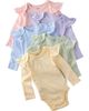 BUTTERBLU BUTTERBLU Ashley Ruffle Long Sleeve Organic Cotton Assorted 5-Pack Bodysuits - 1