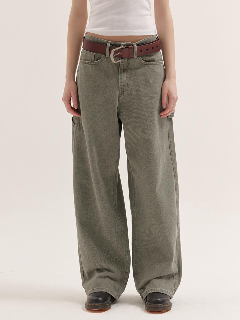 BUTTONUP Cotton Carpenter Wide Signature Pants [Khaki]
