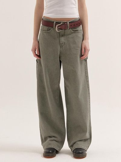 BUTTONUP Cotton Carpenter Wide Signature Pants [Khaki]
