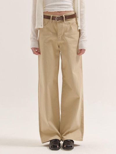 BUTTONUP Daily Wide High-Rise Cotton Pants [Beige]