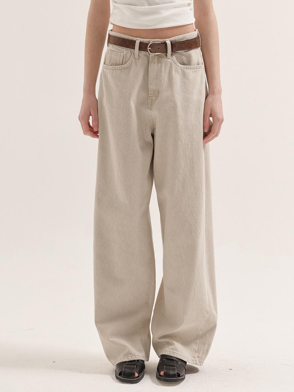 BUTTONUP Signature Cotton Wide Carpenter Pants [Cream]