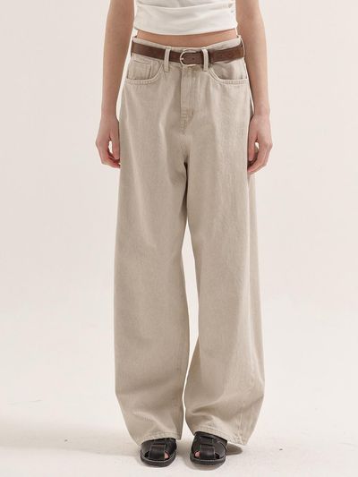 BUTTONUP Signature Cotton Wide Carpenter Pants [Cream]