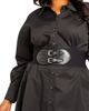 BUXOM COUTURE BUXOM COUTURE Cinch Waist Long Sleeve Belt Cotton blend Shirtdress - 4