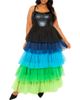 BUXOM COUTURE BUXOM COUTURE Colorful Tiered Faux Leather & Tulle Maxi Dress - 1