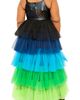 BUXOM COUTURE BUXOM COUTURE Colorful Tiered Faux Leather & Tulle Maxi Dress - 2
